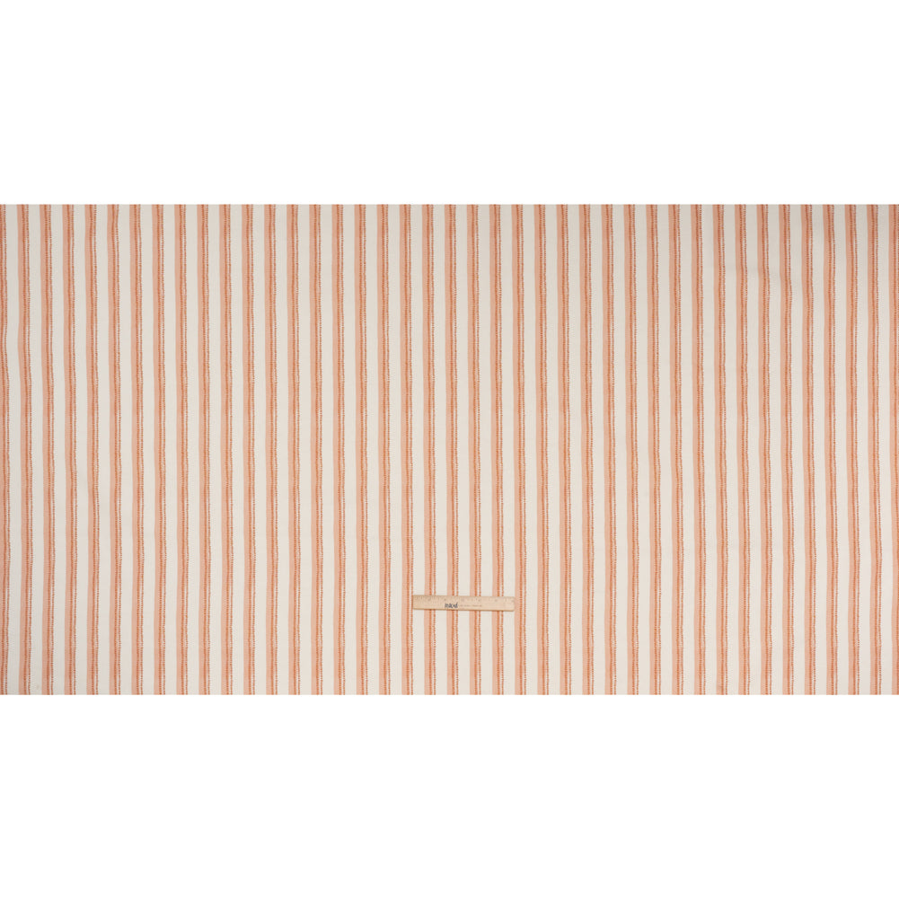 Cotton and Linen Canvas Print - Terracotta Stripes and Dots - British Imported - Full Cotton and Linen Canvas Print - Terracotta Stripes and Dots - British Imported - Full
