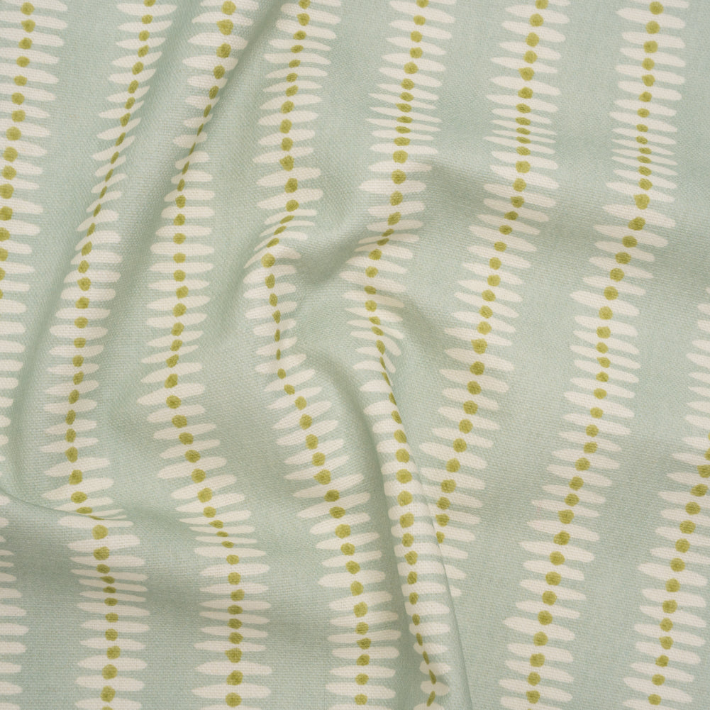Cotton and Linen Canvas Print - Opal Dash and Dot Stripes - British Imported Cotton and Linen Canvas Print - Opal Dash and Dot Stripes - British Imported