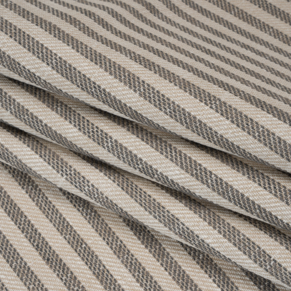 Polyester and Cotton Herringbone Twill - Charcoal Stripes - British Imported Folded Polyester and Cotton Herringbone Twill - Charcoal Stripes - British Imported Folded