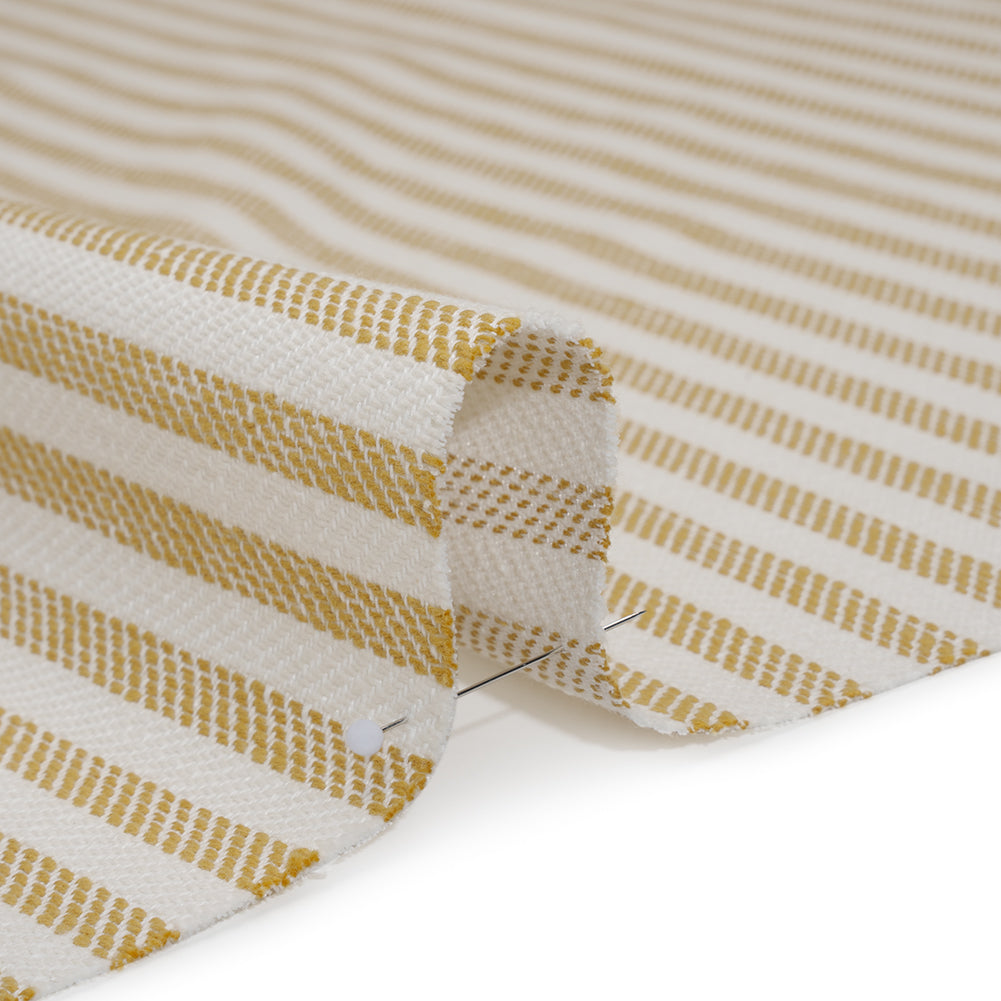 Polyester and Cotton Herringbone Twill - Sunflower Stripes - British Imported Detail Polyester and Cotton Herringbone Twill - Sunflower Stripes - British Imported Detail