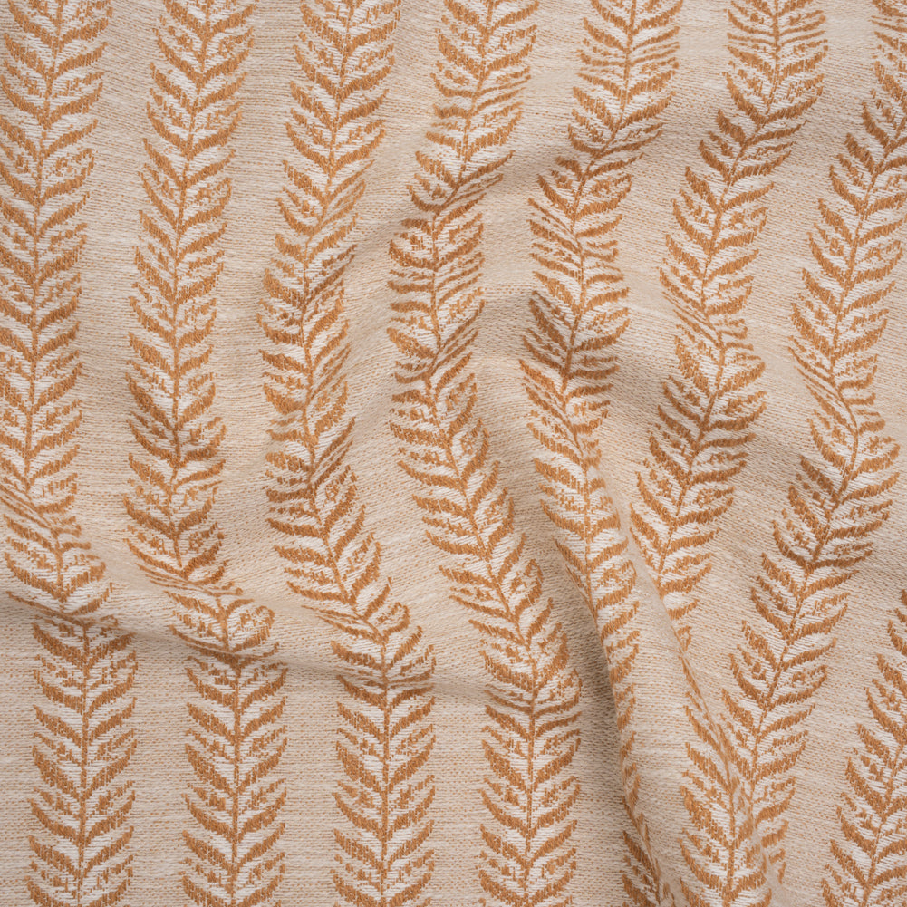 Polyester and Cotton Home Decor Jacquard - Tangerine Leafy Vine Stripes - British Imported Polyester and Cotton Home Decor Jacquard - Tangerine Leafy Vine Stripes - British Imported