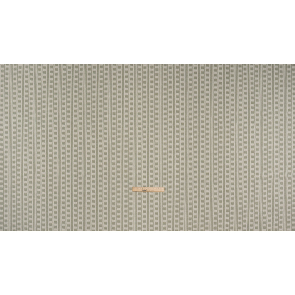 Polyester and Cotton Home Decor Jacquard - Sage Ikat Squares in Stripes - British Imported Full Polyester and Cotton Home Decor Jacquard - Sage Ikat Squares in Stripes - British Imported Full