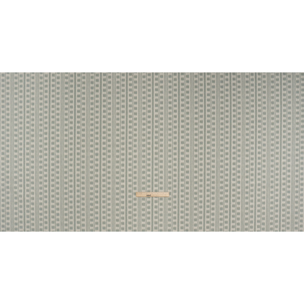 Polyester and Cotton Home Decor Jacquard - Seafoam Ikat Squares in Stripes - British Imported - Full Polyester and Cotton Home Decor Jacquard - Seafoam Ikat Squares in Stripes - British Imported - Full