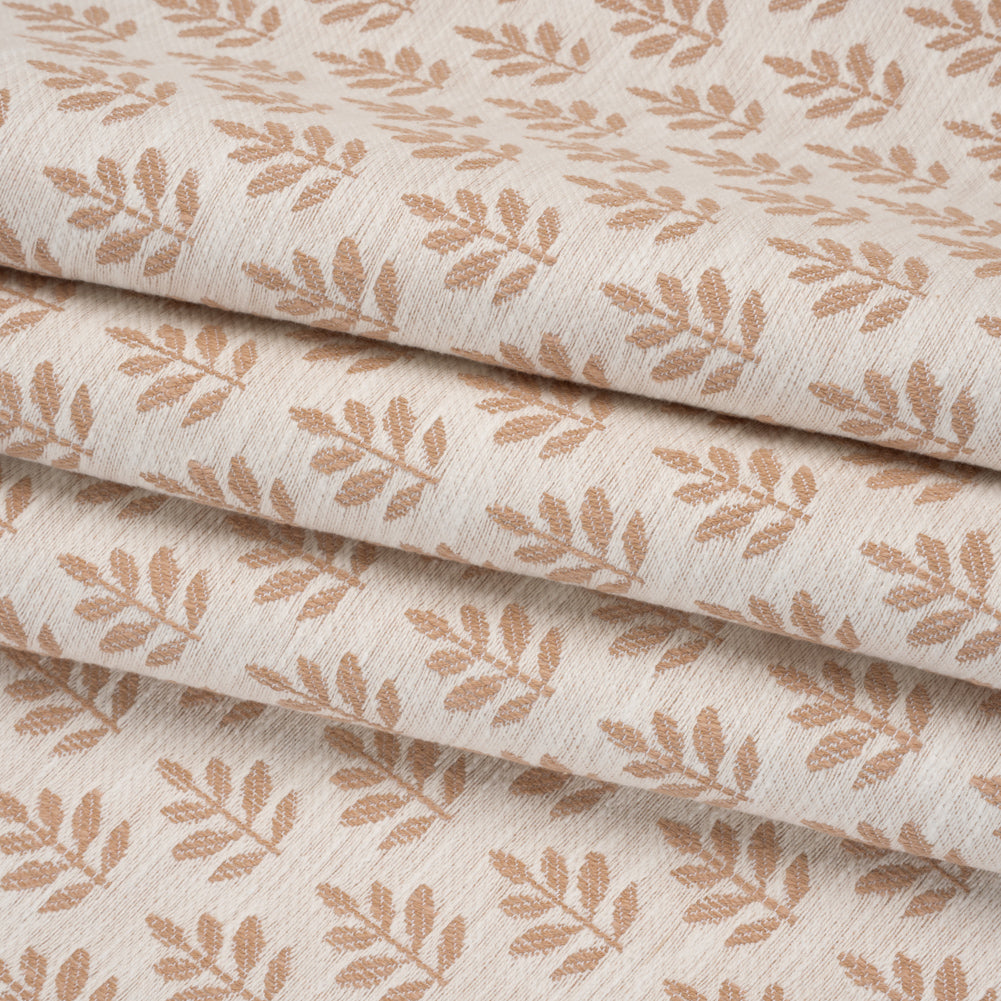Polyester and Cotton Twill Jacquard - Dusky Pink Lines of Leaves - British Imported Folded Polyester and Cotton Twill Jacquard - Dusky Pink Lines of Leaves - British Imported Folded