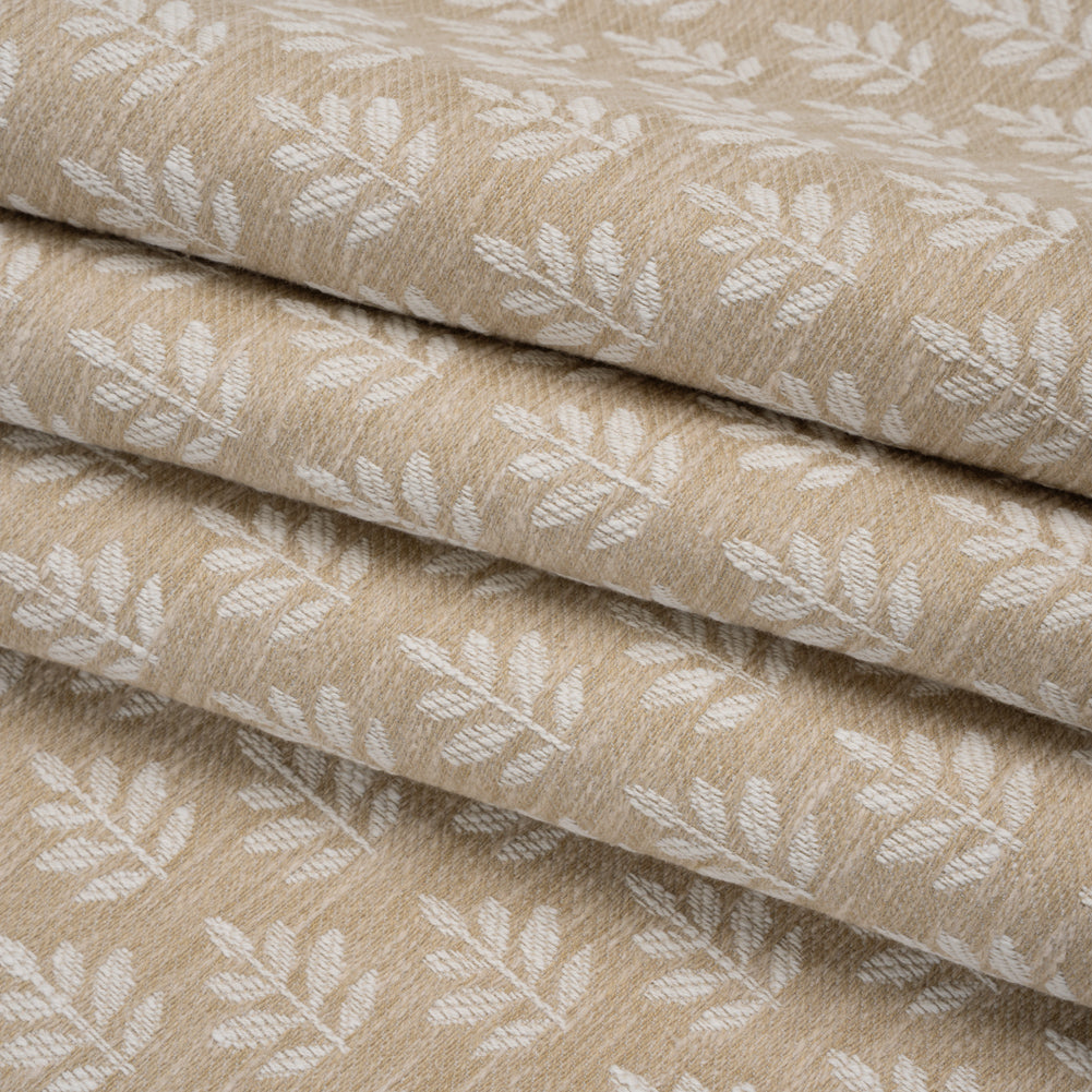 Polyester and Cotton Twill Jacquard - Natural Lines of Leaves - British Imported - Folded Polyester and Cotton Twill Jacquard - Natural Lines of Leaves - British Imported - Folded