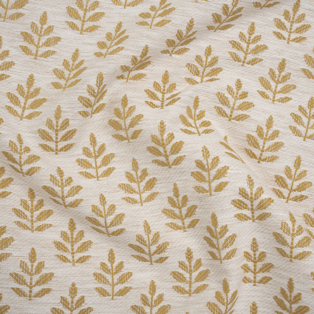 Polyester and Cotton Twill Jacquard - Sunflower Lines of Leaves - British Imported Polyester and Cotton Twill Jacquard - Sunflower Lines of Leaves - British Imported