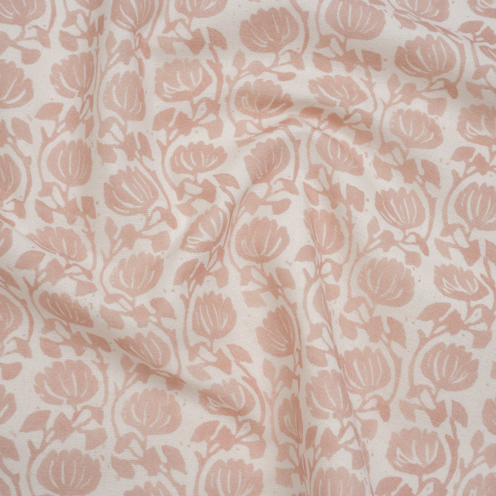 Cotton and Linen Canvas Print - Carnation Block Print Florals - British Imported Cotton and Linen Canvas Print - Carnation Block Print Florals - British Imported