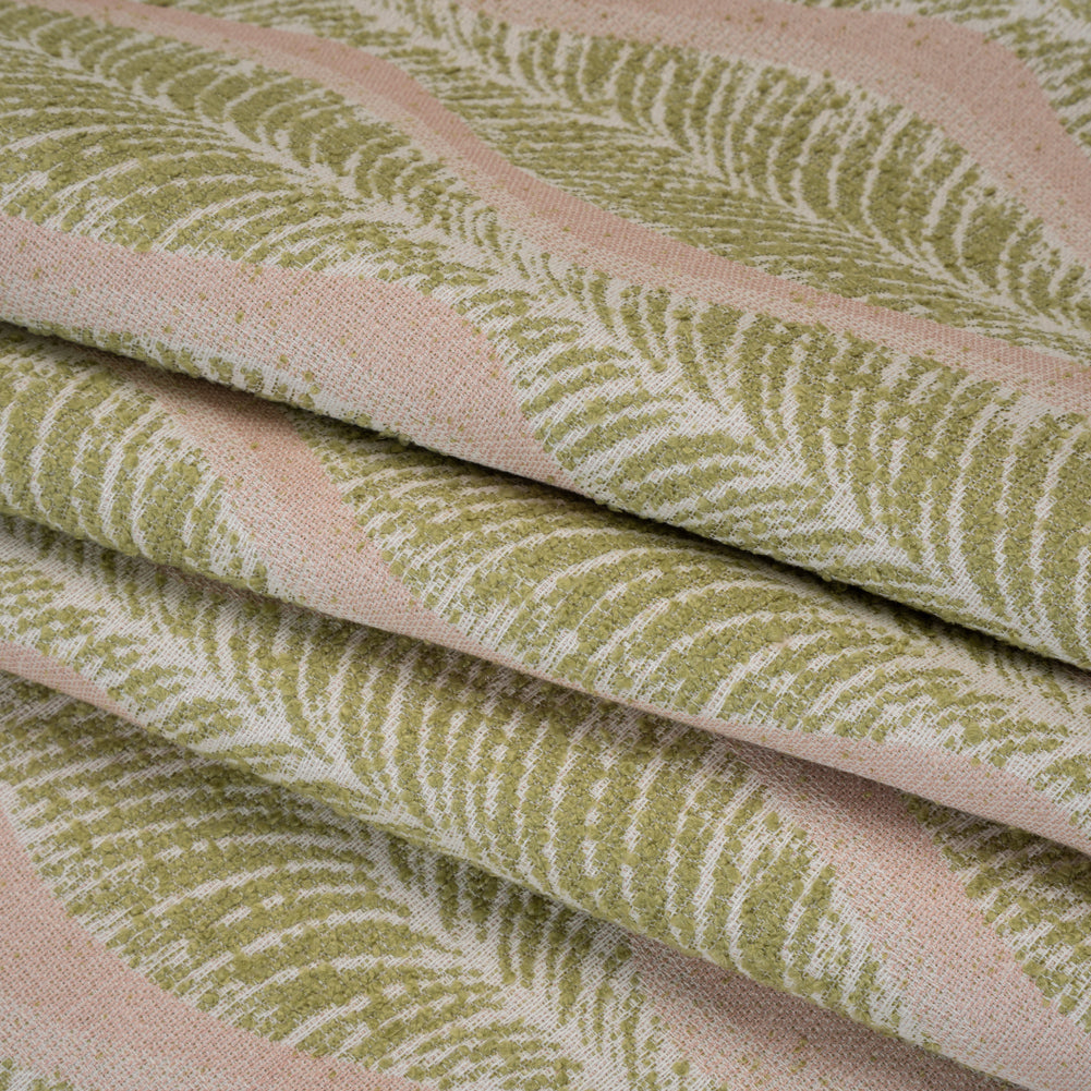 Polyester and Cotton Boucle Jacquard - Garden Leaf Ogee Waves - British Imported Polyester and Cotton Boucle Jacquard - Garden Leaf Ogee Waves - British Imported