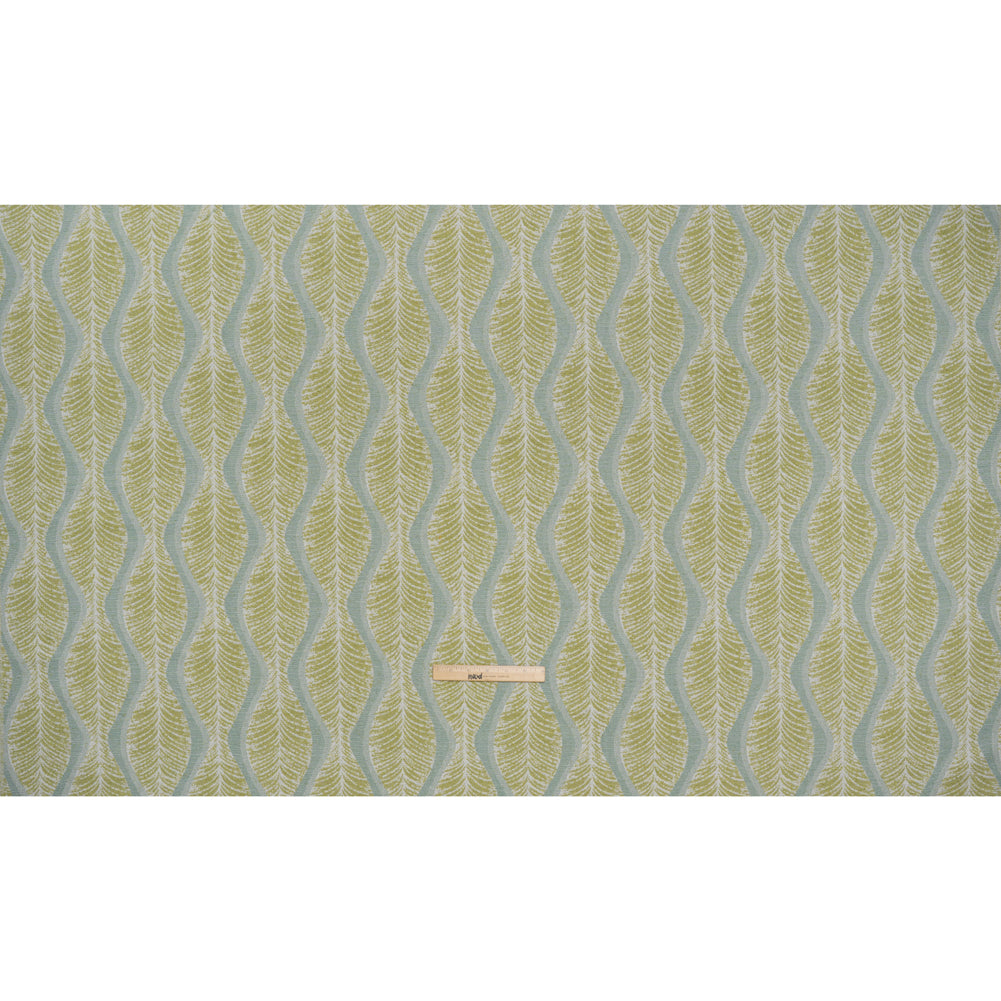 Polyester and Cotton Boucle Jacquard - Lagoon Leaf Ogee Waves - British Imported Polyester and Cotton Boucle Jacquard - Lagoon Leaf Ogee Waves - British Imported
