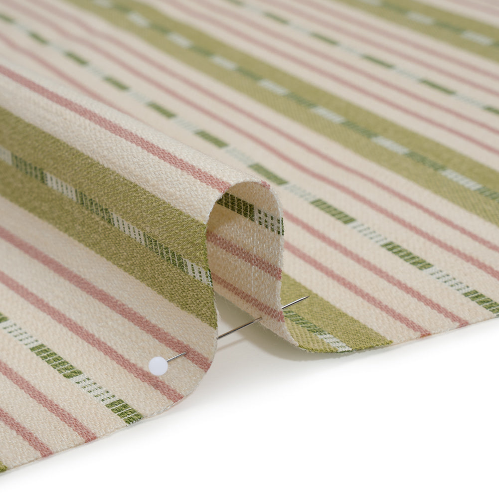 Recycled Polyester Twill Jacquard - Garden Stripes and Dashes - British Imported Recycled Polyester Twill Jacquard - Garden Stripes and Dashes - British Imported