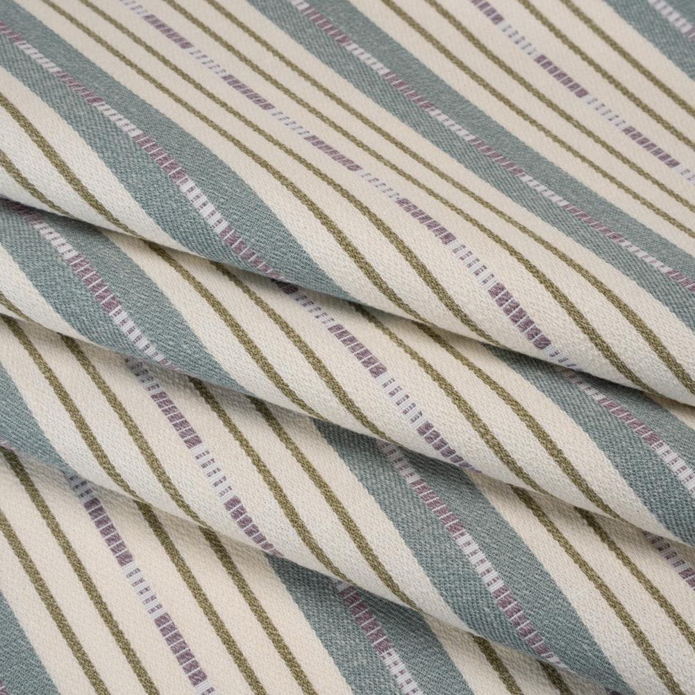 Recycled Polyester Twill Jacquard - Iris Stripes and Dashes - British Imported Recycled Polyester Twill Jacquard - Iris Stripes and Dashes - British Imported