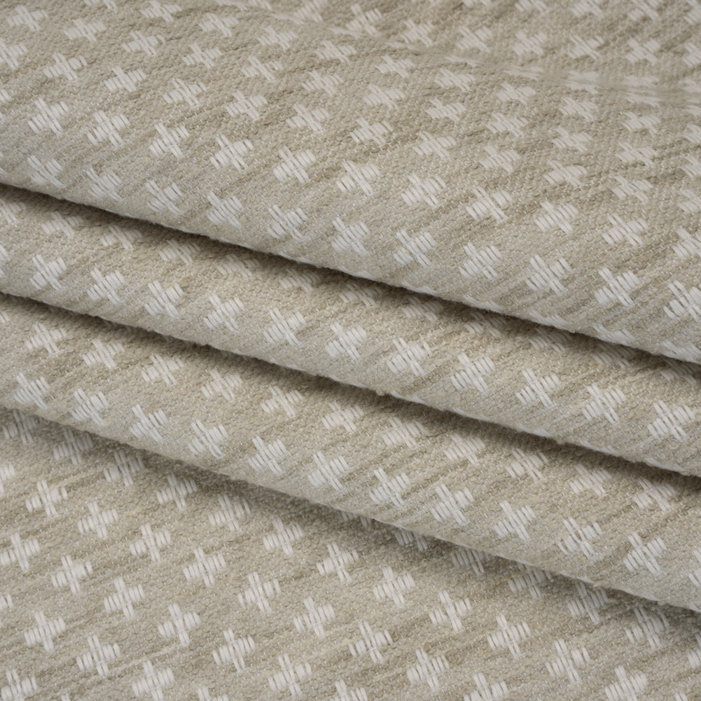 Polyester Boucle Home Decor Jacquard - Dove Plus Signs - British Imported Polyester Boucle Home Decor Jacquard - Dove Plus Signs - British Imported