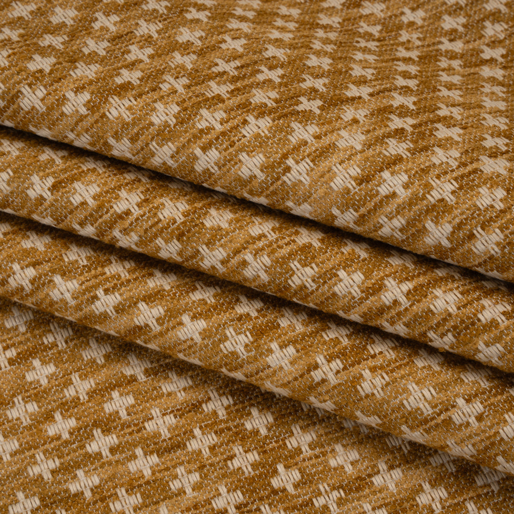 Polyester Boucle Home Decor Jacquard - Honey Plus Signs - British Imported Polyester Boucle Home Decor Jacquard - Honey Plus Signs - British Imported