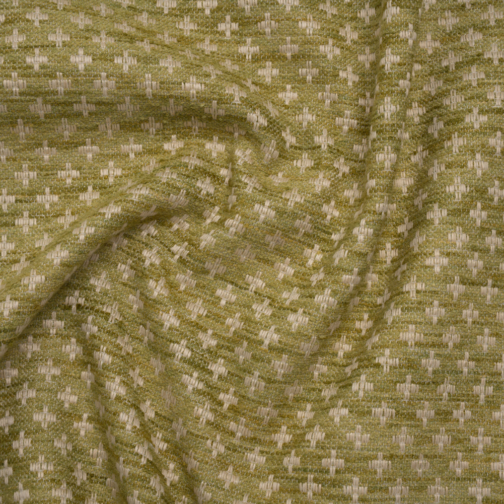 Polyester Boucle Home Decor Jacquard - Leaf Plus Signs - British Imported Polyester Boucle Home Decor Jacquard - Leaf Plus Signs - British Imported
