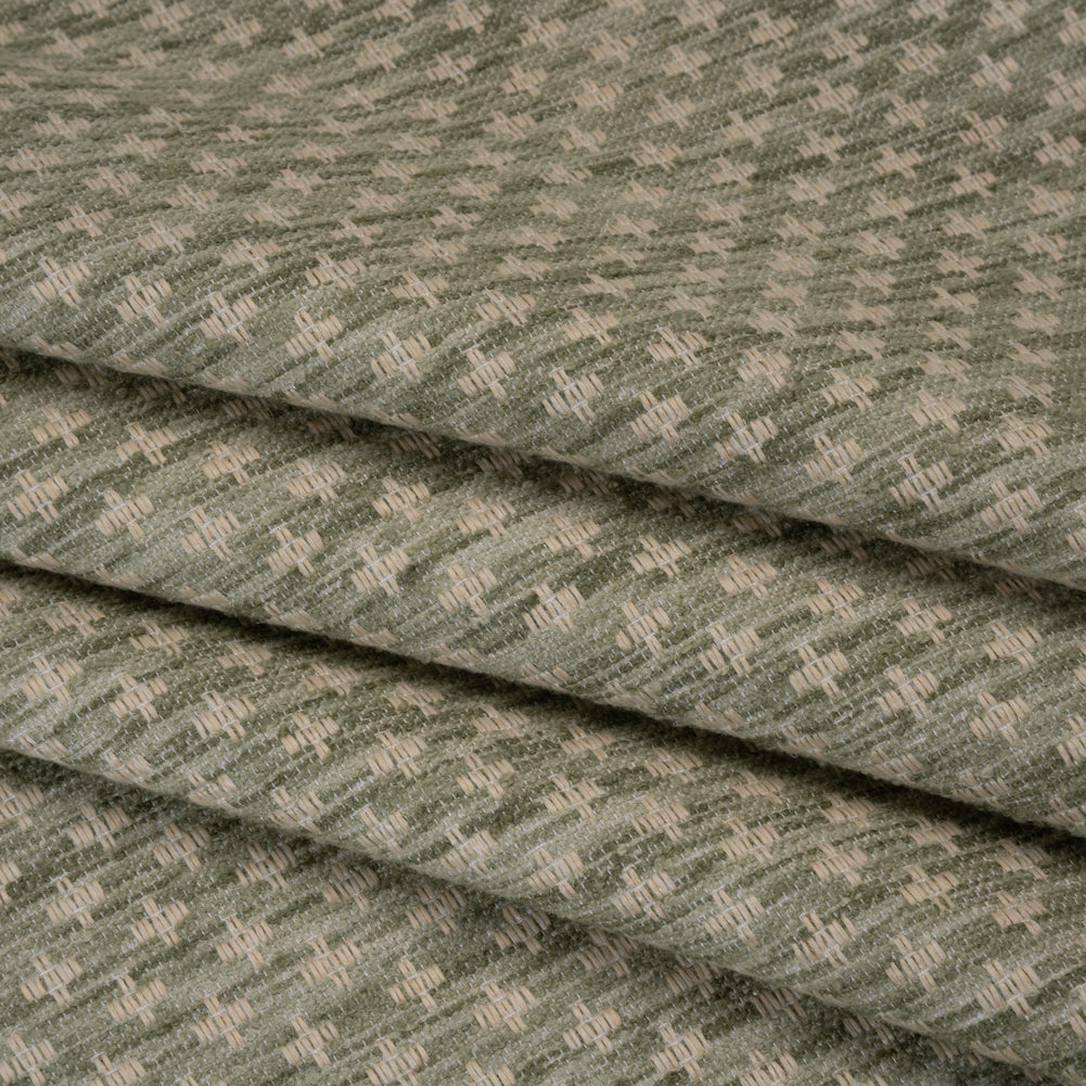 Polyester Boucle Home Decor Jacquard - Sage Plus Signs - British Imported Polyester Boucle Home Decor Jacquard - Sage Plus Signs - British Imported