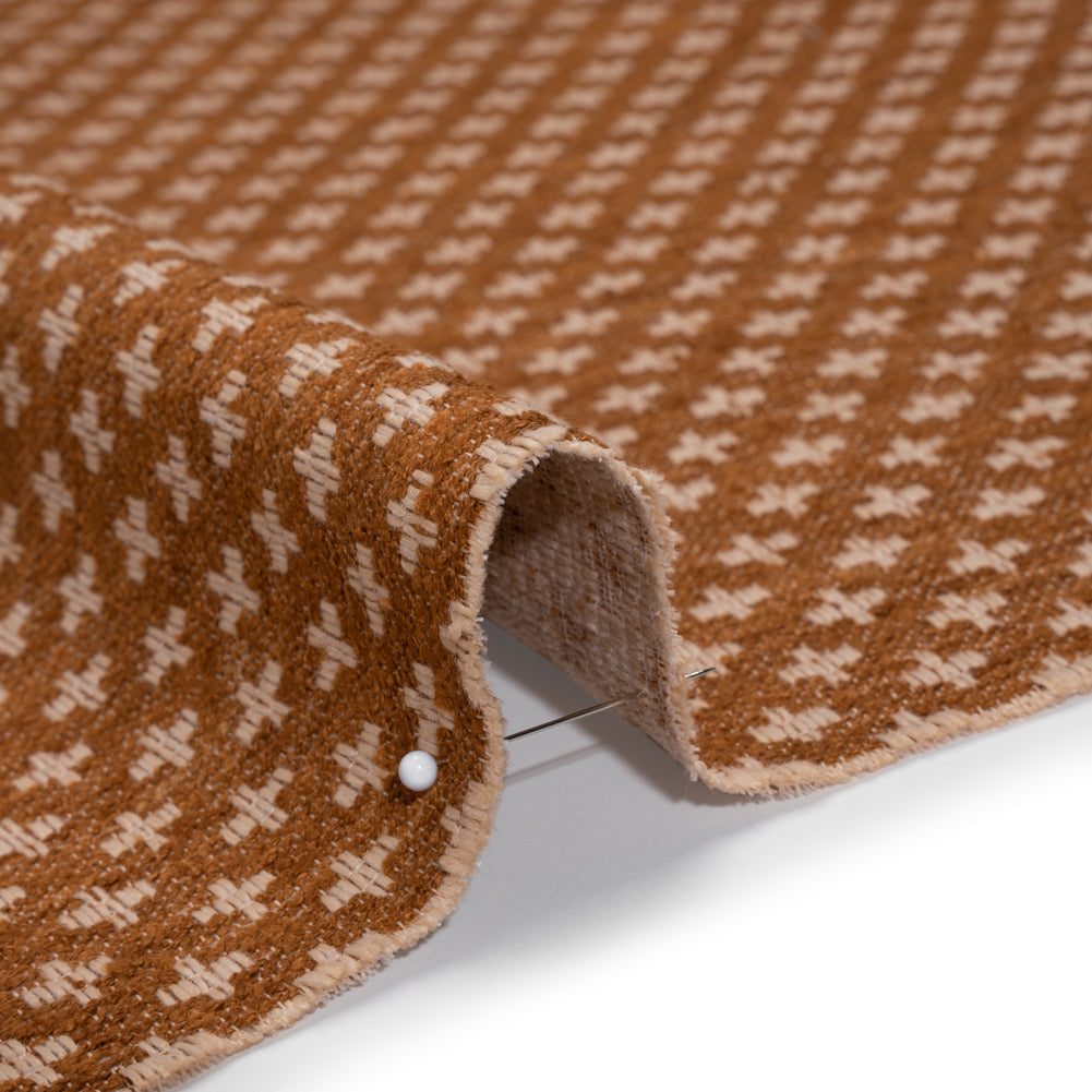 Polyester Boucle Home Decor Jacquard - Sienna Plus Signs - British Imported Polyester Boucle Home Decor Jacquard - Sienna Plus Signs - British Imported