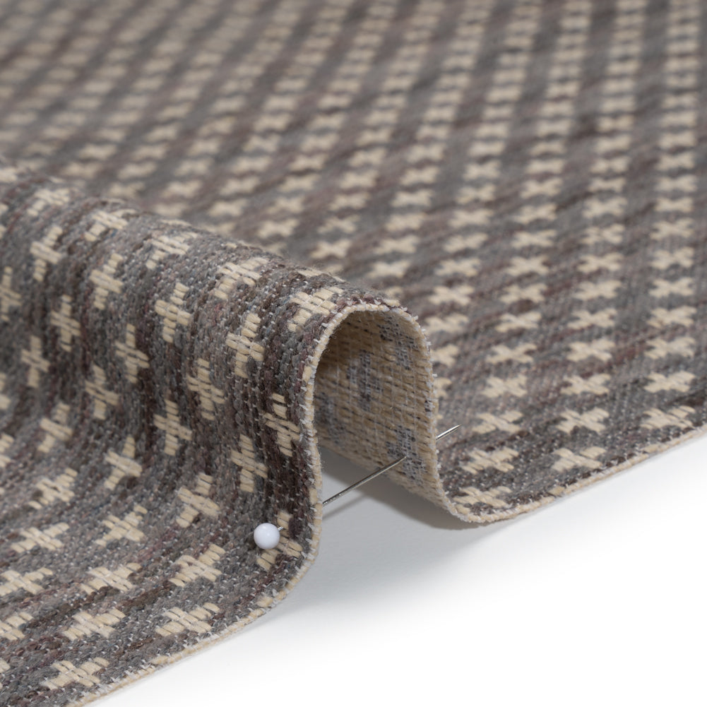 Polyester Boucle Home Decor Jacquard - Slate Plus Signs - British Imported Polyester Boucle Home Decor Jacquard - Slate Plus Signs - British Imported