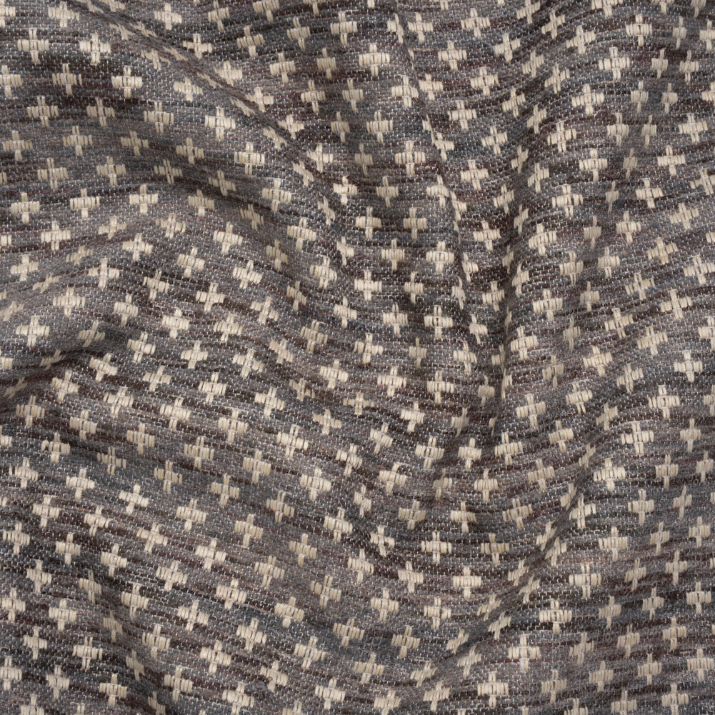 Polyester Boucle Home Decor Jacquard - Slate Plus Signs - British Imported Polyester Boucle Home Decor Jacquard - Slate Plus Signs - British Imported