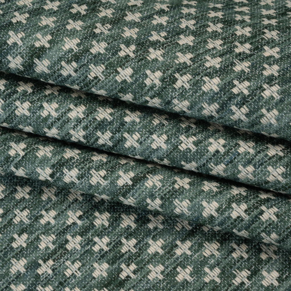 Polyester Boucle Home Decor Jacquard - Teal Plus Signs - British Imported Polyester Boucle Home Decor Jacquard - Teal Plus Signs - British Imported