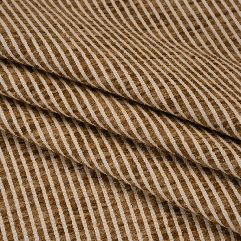 Polyester Boucle Woven - Caramel Stripes - British Imported Polyester Boucle Woven - Caramel Stripes - British Imported