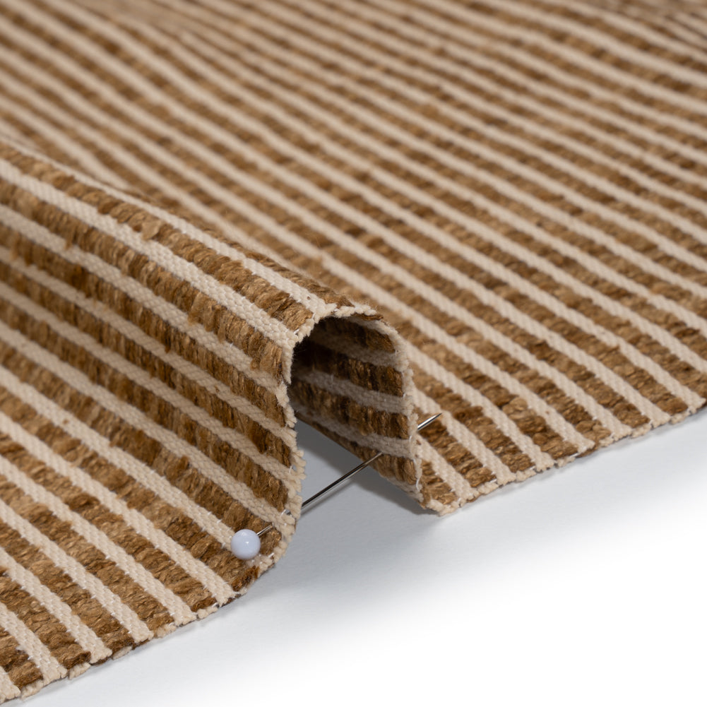 Polyester Boucle Woven - Caramel Stripes - British Imported Polyester Boucle Woven - Caramel Stripes - British Imported