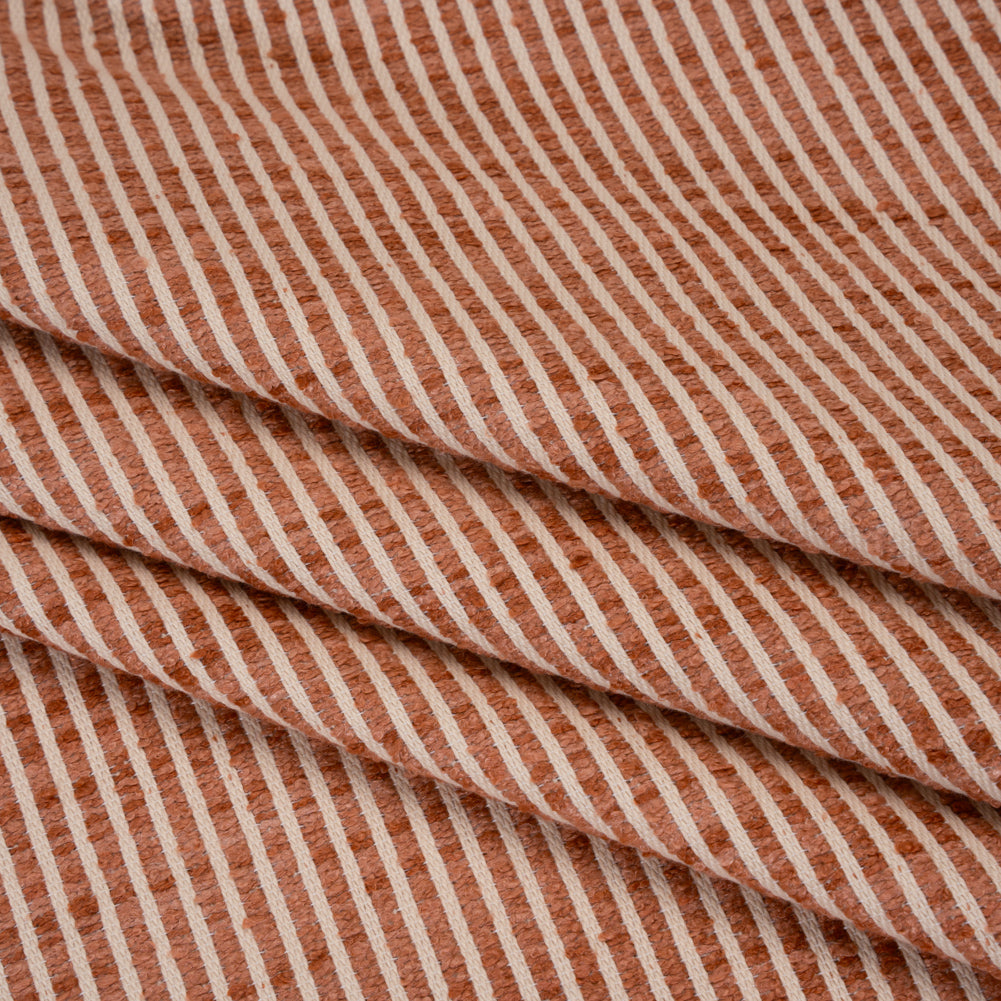 Polyester Boucle Woven - Coral Stripes - British Imported Polyester Boucle Woven - Coral Stripes - British Imported