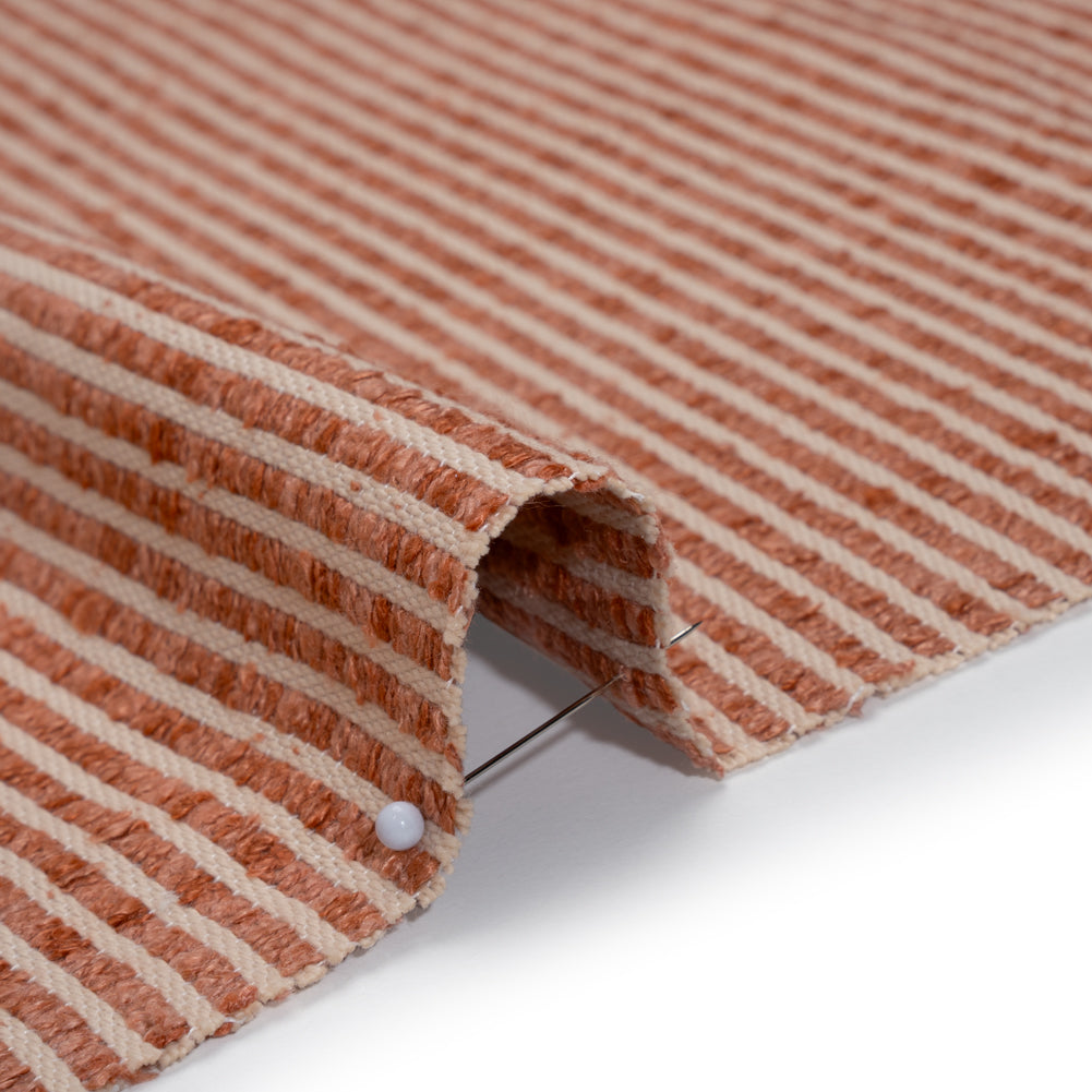 Polyester Boucle Woven - Coral Stripes - British Imported Polyester Boucle Woven - Coral Stripes - British Imported