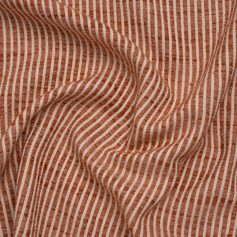 Polyester Boucle Woven - Coral Stripes - British Imported Polyester Boucle Woven - Coral Stripes - British Imported