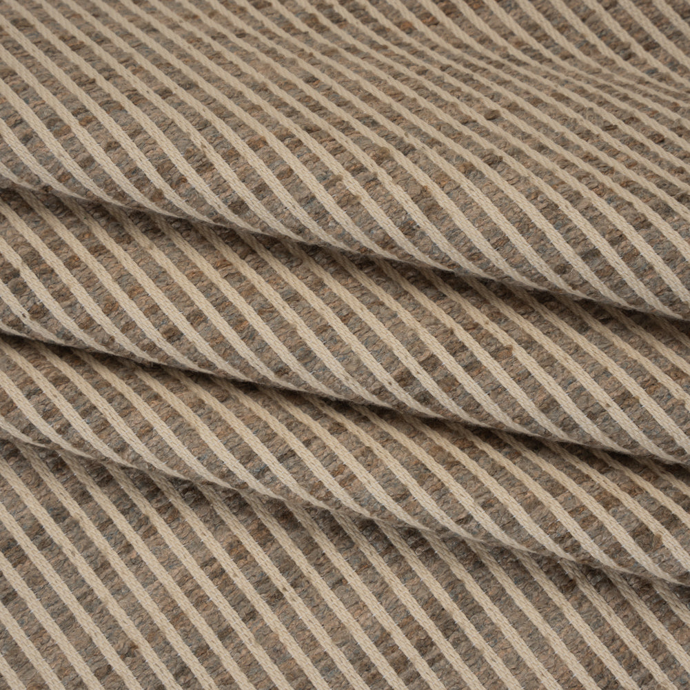Polyester Boucle Woven - Fawn Stripes - British Imported Polyester Boucle Woven - Fawn Stripes - British Imported