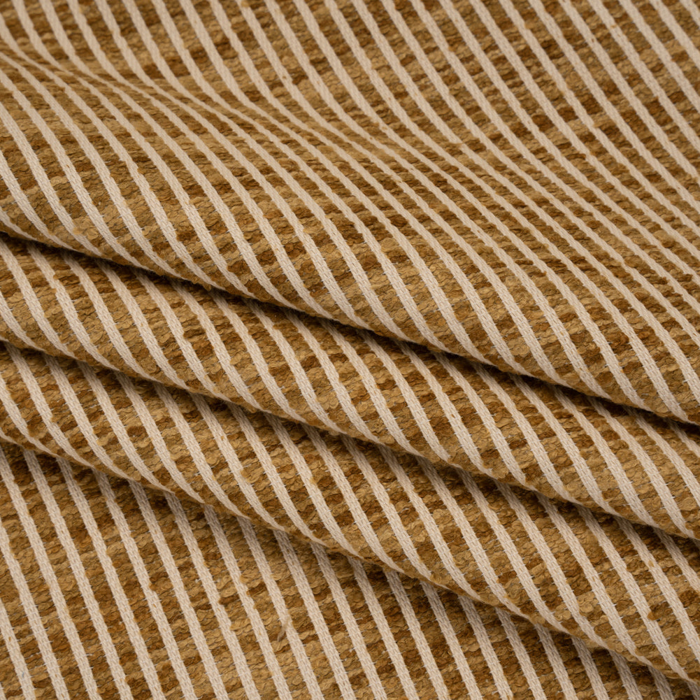 Polyester Boucle Woven - Honey Stripes - British Imported Polyester Boucle Woven - Honey Stripes - British Imported