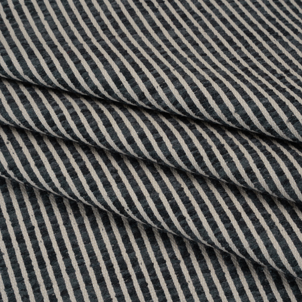 Polyester Boucle Woven - Ink Stripes - British Imported Polyester Boucle Woven - Ink Stripes - British Imported