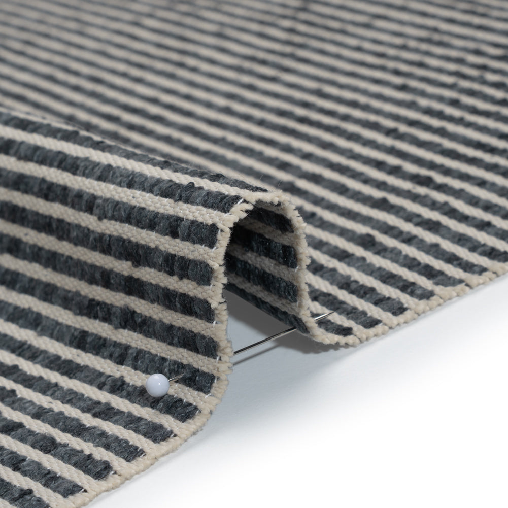 Polyester Boucle Woven - Ink Stripes - British Imported Polyester Boucle Woven - Ink Stripes - British Imported