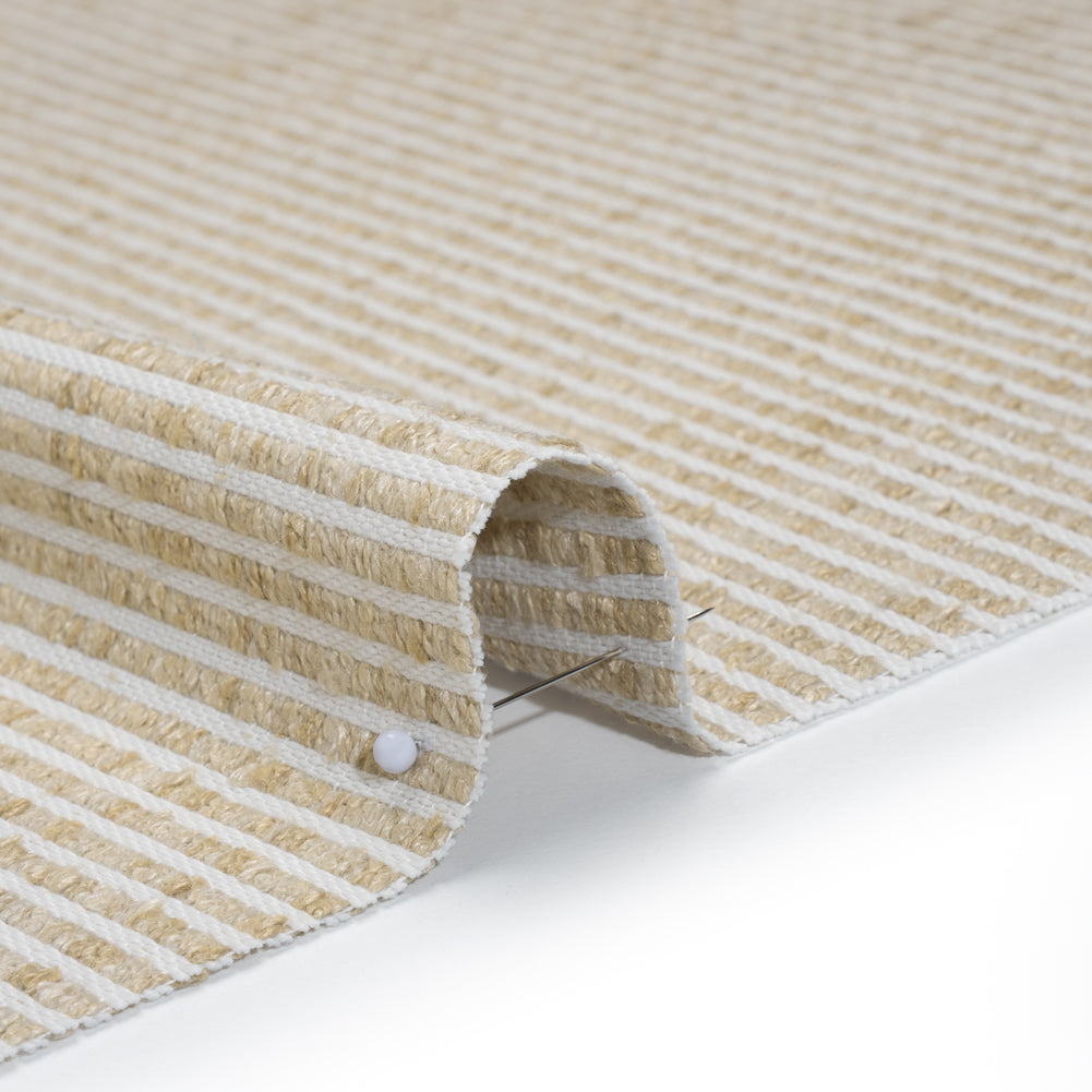 Polyester Boucle Woven - Oatmeal Stripes - British Imported Polyester Boucle Woven - Oatmeal Stripes - British Imported