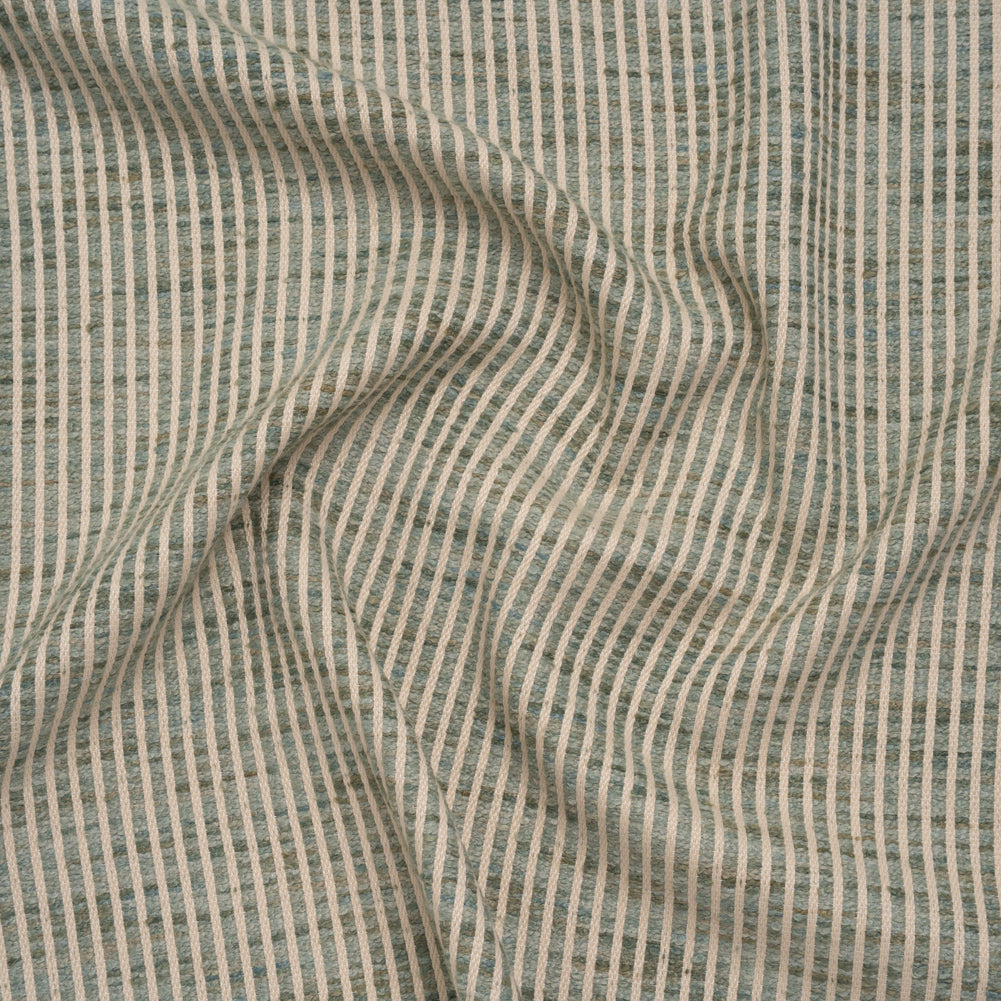 Polyester Boucle Woven - Seafoam Stripes - British Imported Polyester Boucle Woven - Seafoam Stripes - British Imported