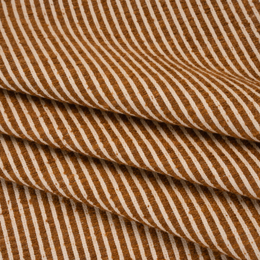 Polyester Boucle Woven - Sienna Stripes - British Imported Polyester Boucle Woven - Sienna Stripes - British Imported