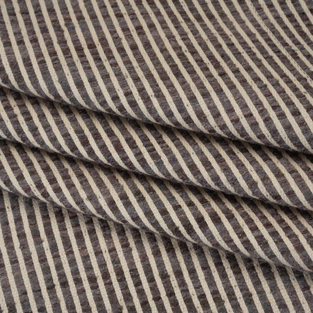 Polyester Boucle Woven - Slate Stripes - British Imported Polyester Boucle Woven - Slate Stripes - British Imported