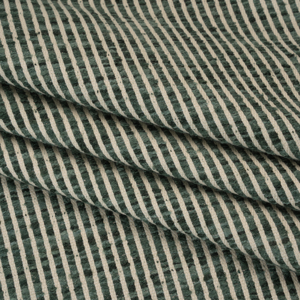 Polyester Boucle Woven - Teal Stripes - British Imported Polyester Boucle Woven - Teal Stripes - British Imported