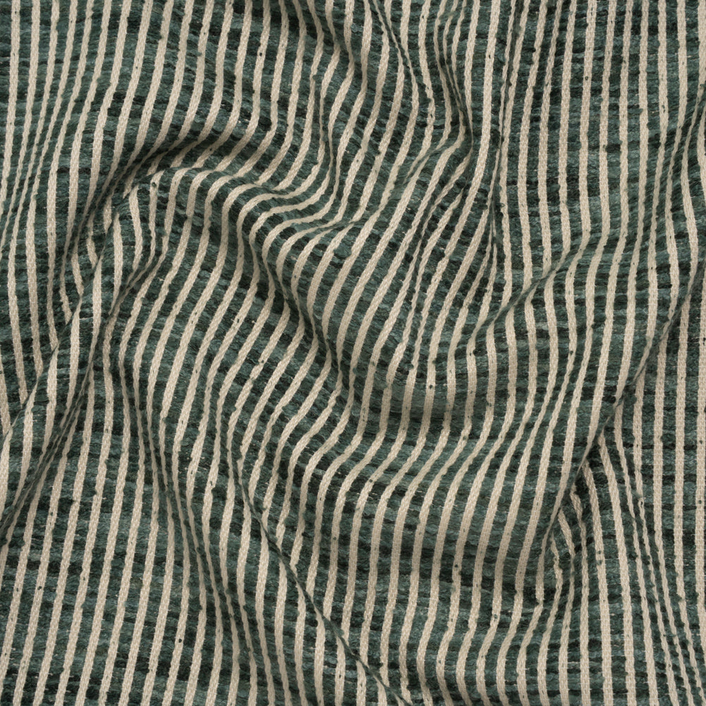 Polyester Boucle Woven - Teal Stripes - British Imported Polyester Boucle Woven - Teal Stripes - British Imported
