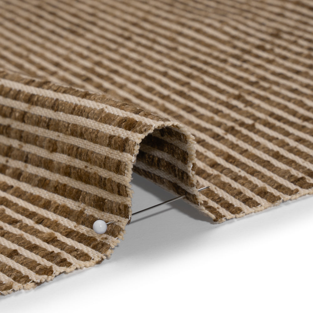 Polyester Boucle Woven - Walnut Stripes - British Imported Polyester Boucle Woven - Walnut Stripes - British Imported