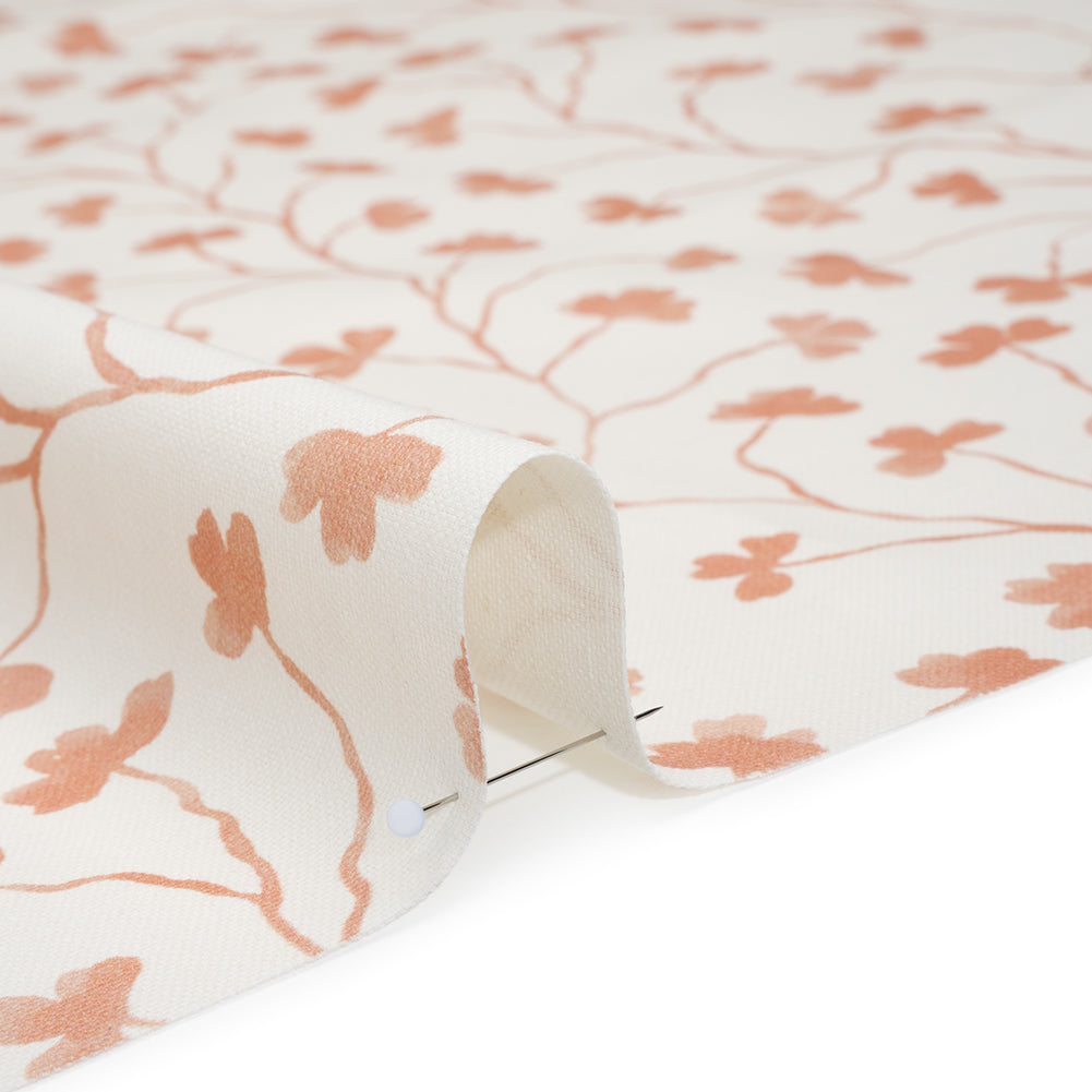 Brushed Cotton and Linen Canvas - Blush Pink Clover Leaf Vines - British Imported Brushed Cotton and Linen Canvas - Blush Pink Clover Leaf Vines - British Imported