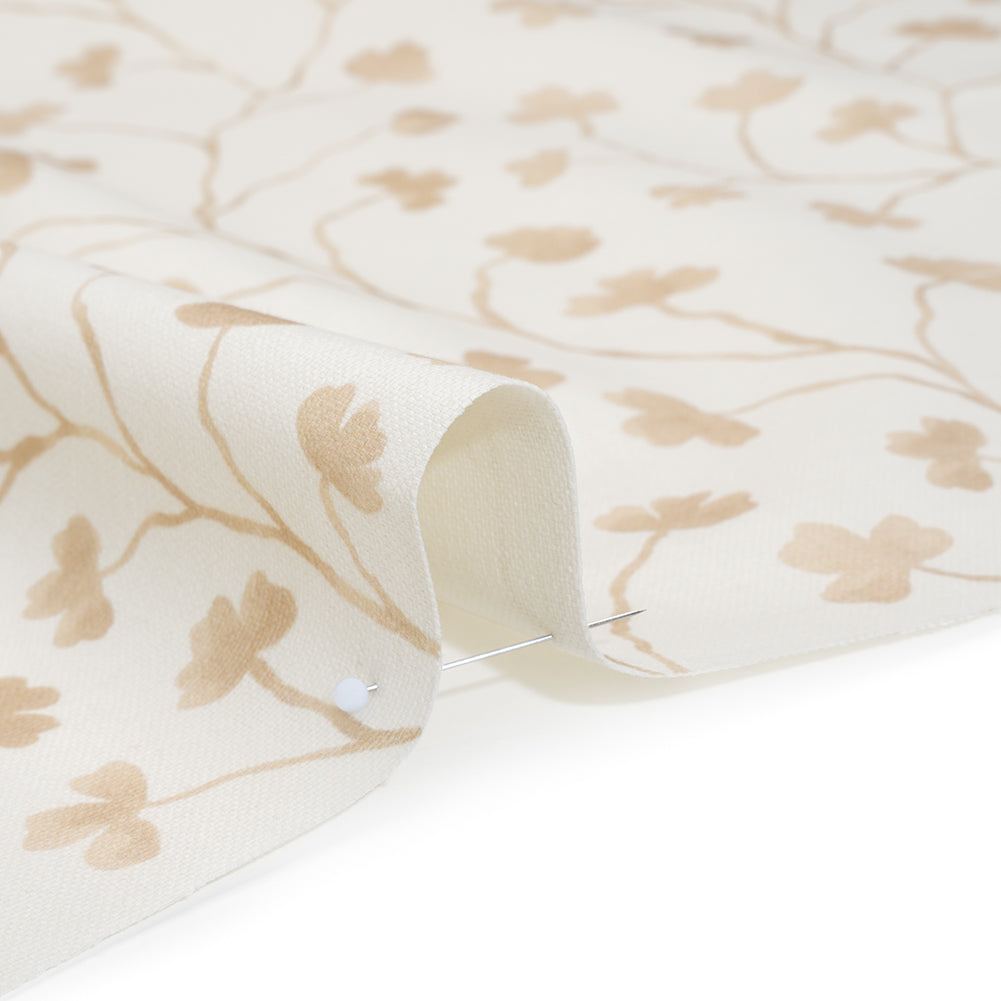 Brushed Cotton and Linen Canvas - Flax Clover Leaf Vines - British Imported Brushed Cotton and Linen Canvas - Flax Clover Leaf Vines - British Imported