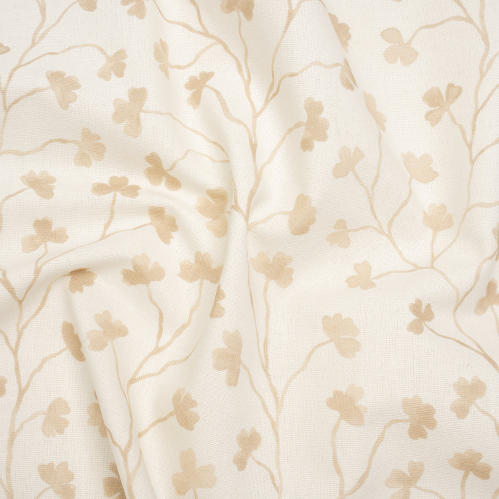 Brushed Cotton and Linen Canvas - Flax Clover Leaf Vines - British Imported Brushed Cotton and Linen Canvas - Flax Clover Leaf Vines - British Imported