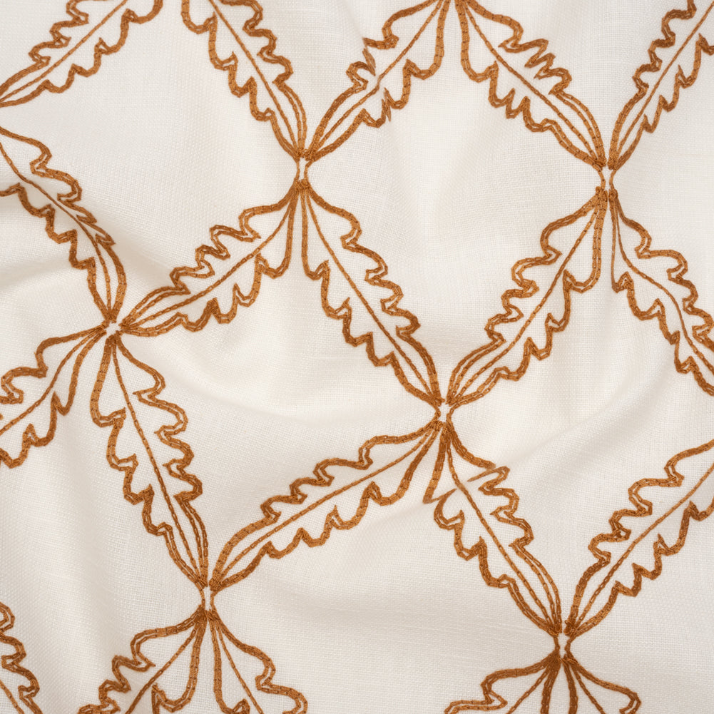 Embroidered Polyester and Cotton Woven - Paprika Leaf Diamonds - British Imported Embroidered Polyester and Cotton Woven - Paprika Leaf Diamonds - British Imported