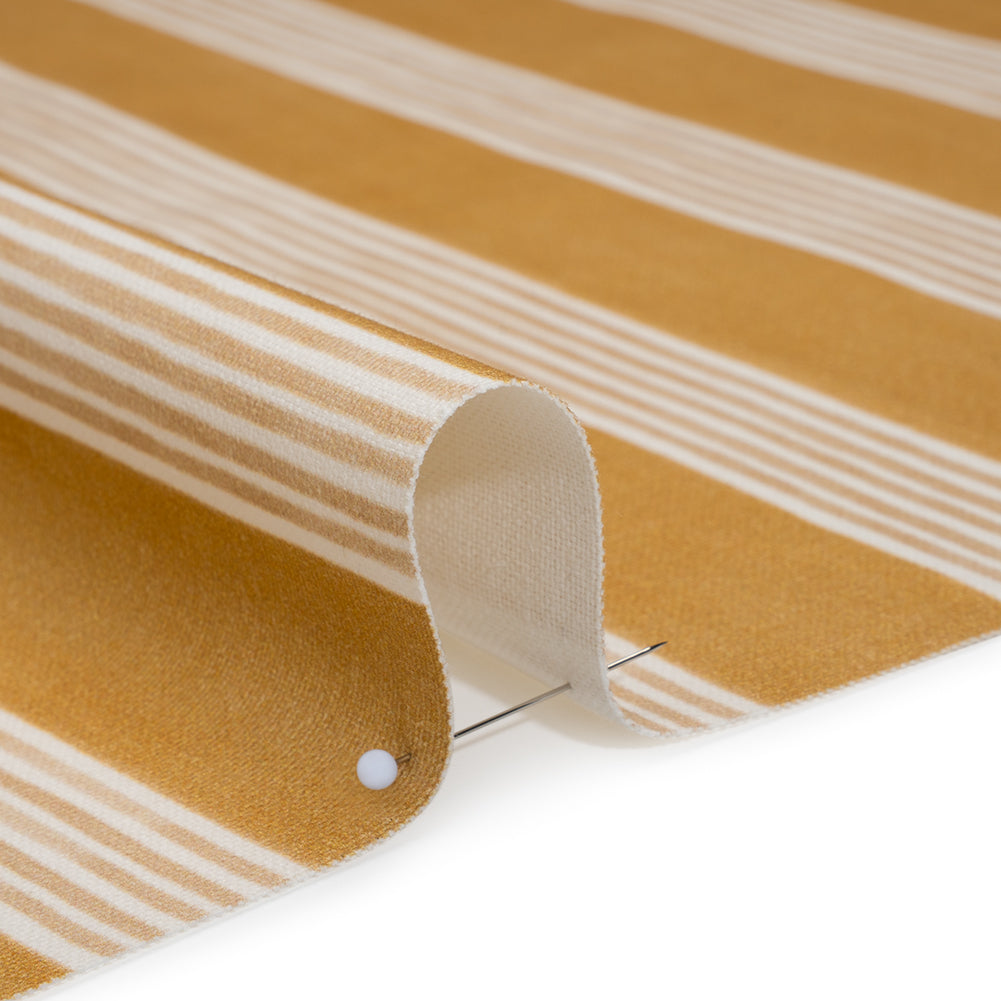 Brushed Cotton and Linen Canvas - Ochre Stripes - British Imported Brushed Cotton and Linen Canvas - Ochre Stripes - British Imported