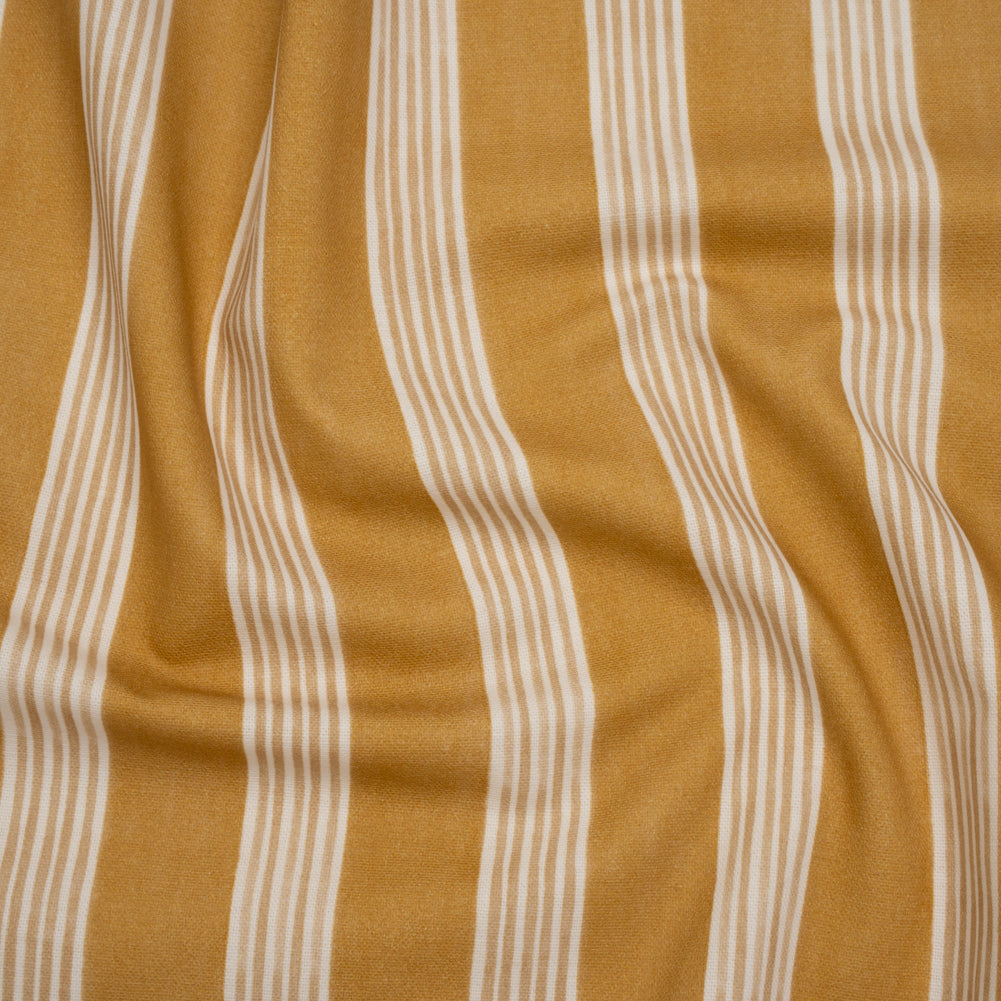 Brushed Cotton and Linen Canvas - Ochre Stripes - British Imported Brushed Cotton and Linen Canvas - Ochre Stripes - British Imported