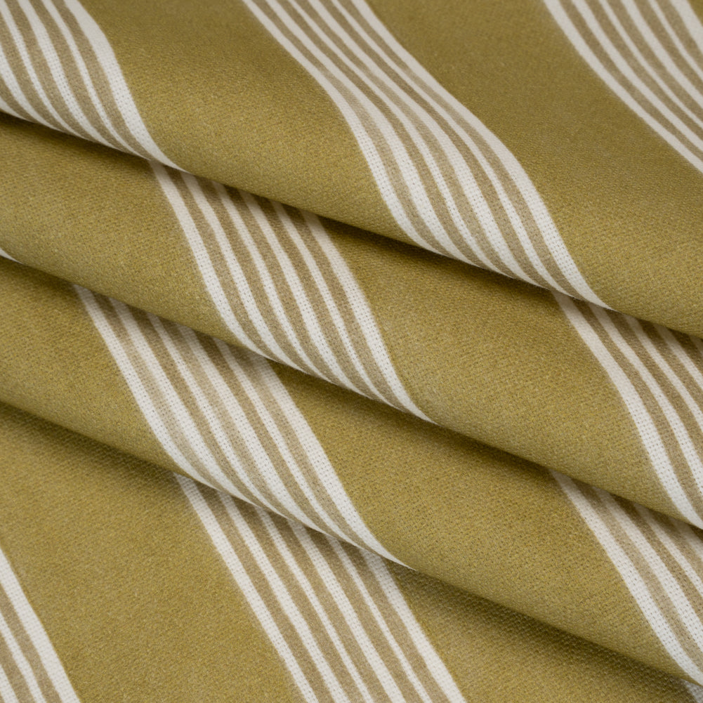 Brushed Cotton and Linen Canvas - Olive Stripes - British Imported Brushed Cotton and Linen Canvas - Olive Stripes - British Imported