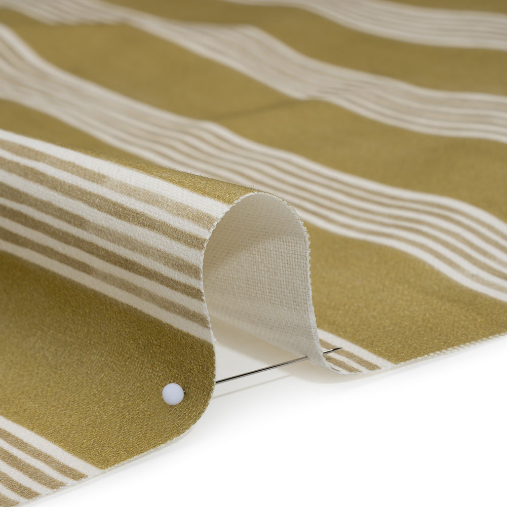 Brushed Cotton and Linen Canvas - Olive Stripes - British Imported Brushed Cotton and Linen Canvas - Olive Stripes - British Imported