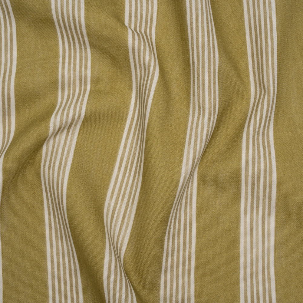 Brushed Cotton and Linen Canvas - Olive Stripes - British Imported Brushed Cotton and Linen Canvas - Olive Stripes - British Imported
