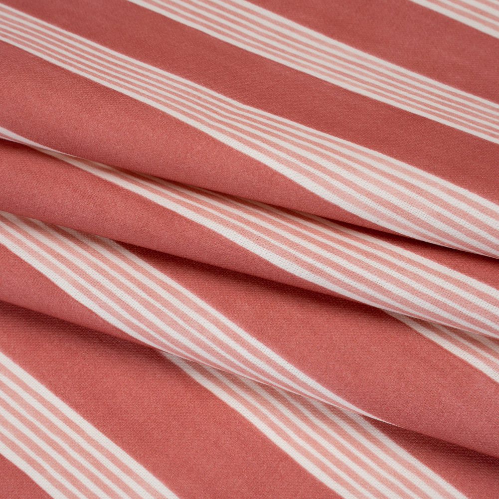 Brushed Cotton and Linen Canvas - Raspberry Stripes - British Imported Brushed Cotton and Linen Canvas - Raspberry Stripes - British Imported