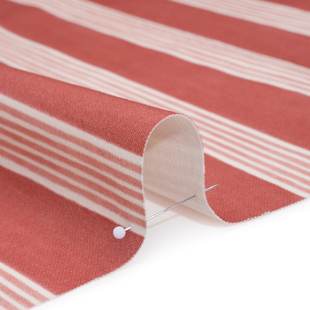 Brushed Cotton and Linen Canvas - Raspberry Stripes - British Imported Brushed Cotton and Linen Canvas - Raspberry Stripes - British Imported